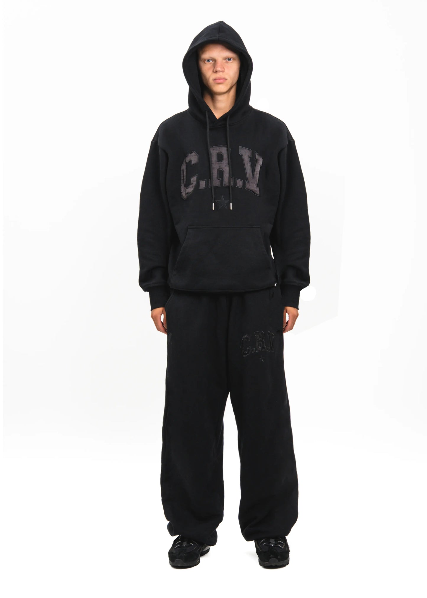 BLACK SILK TRACKSUIT HOODIE
