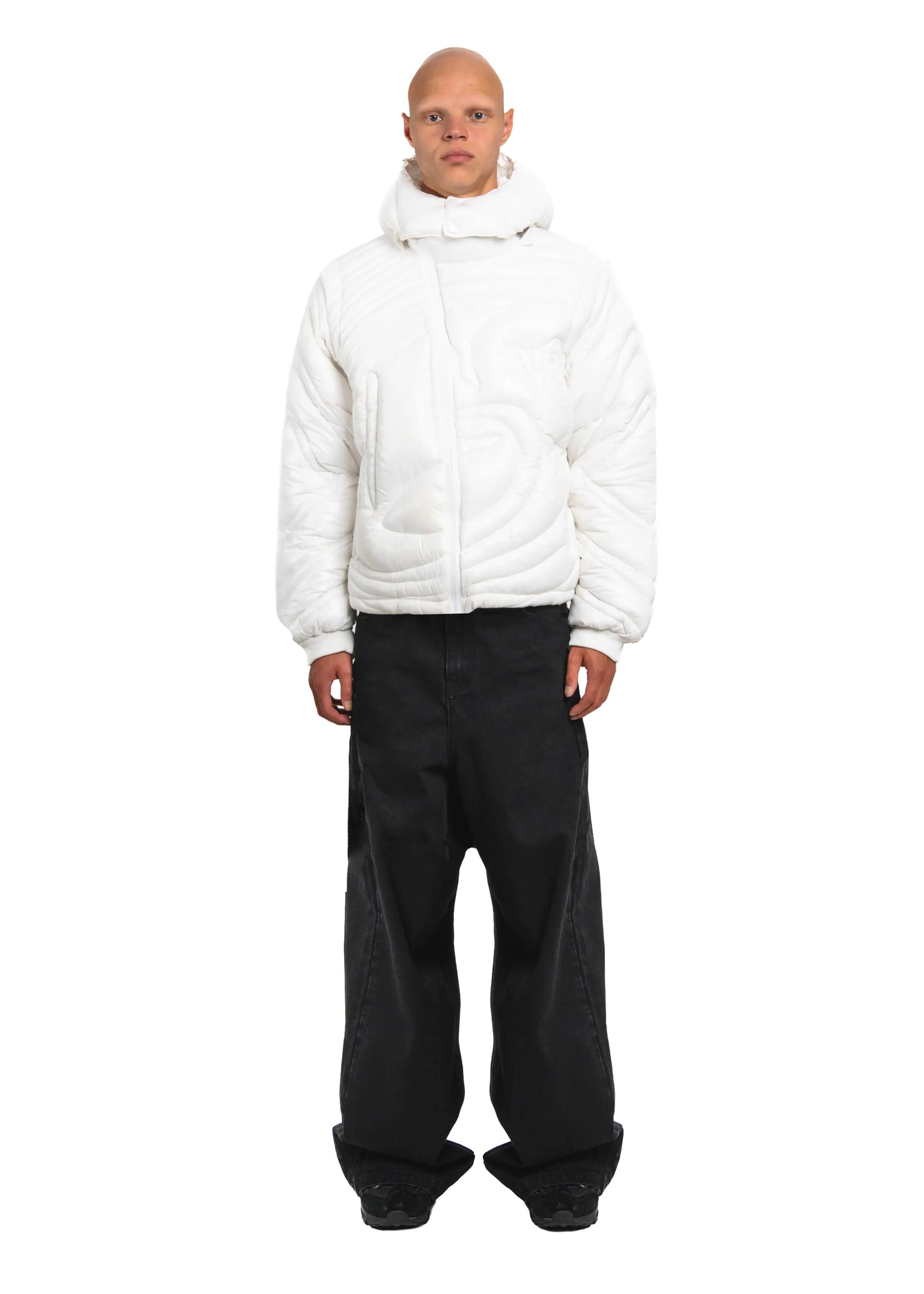 Shiny White Embossed Puffer
