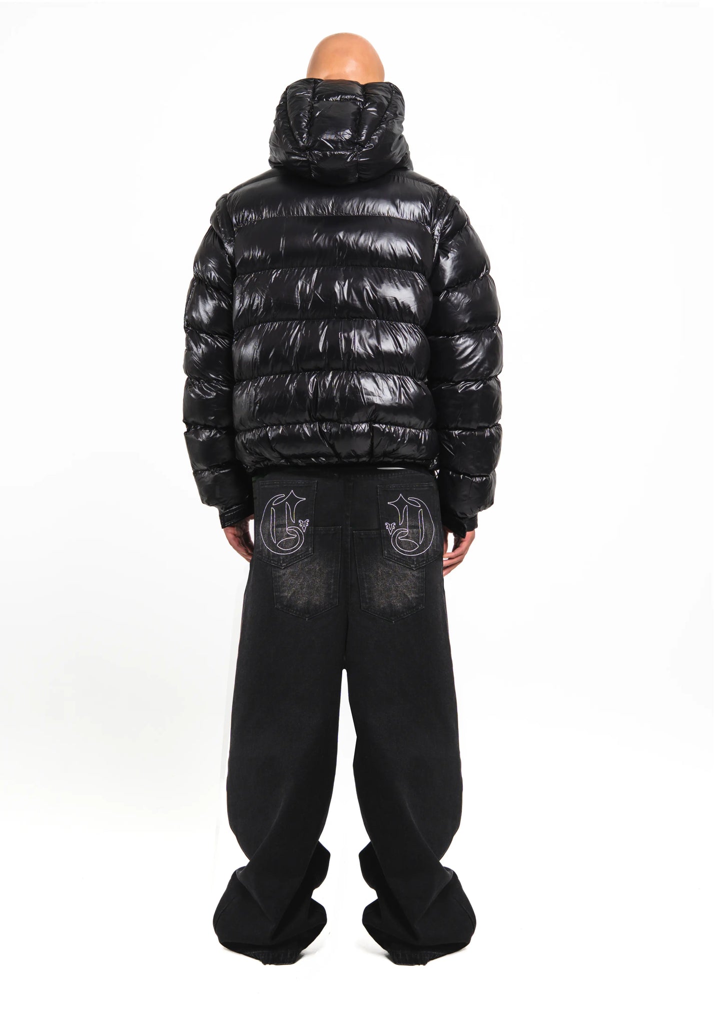 Shiny Black Technical Puffer