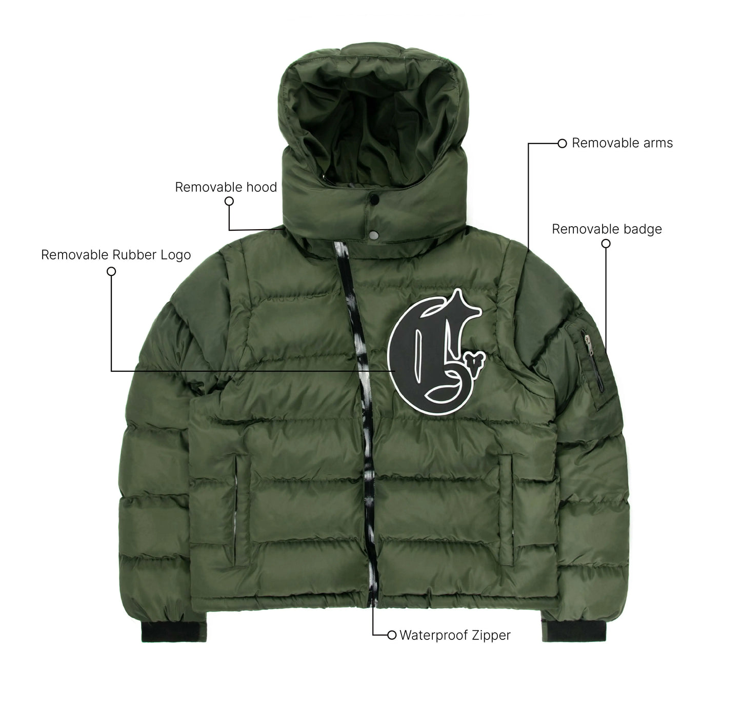 Green Technical Puffer Corvidae