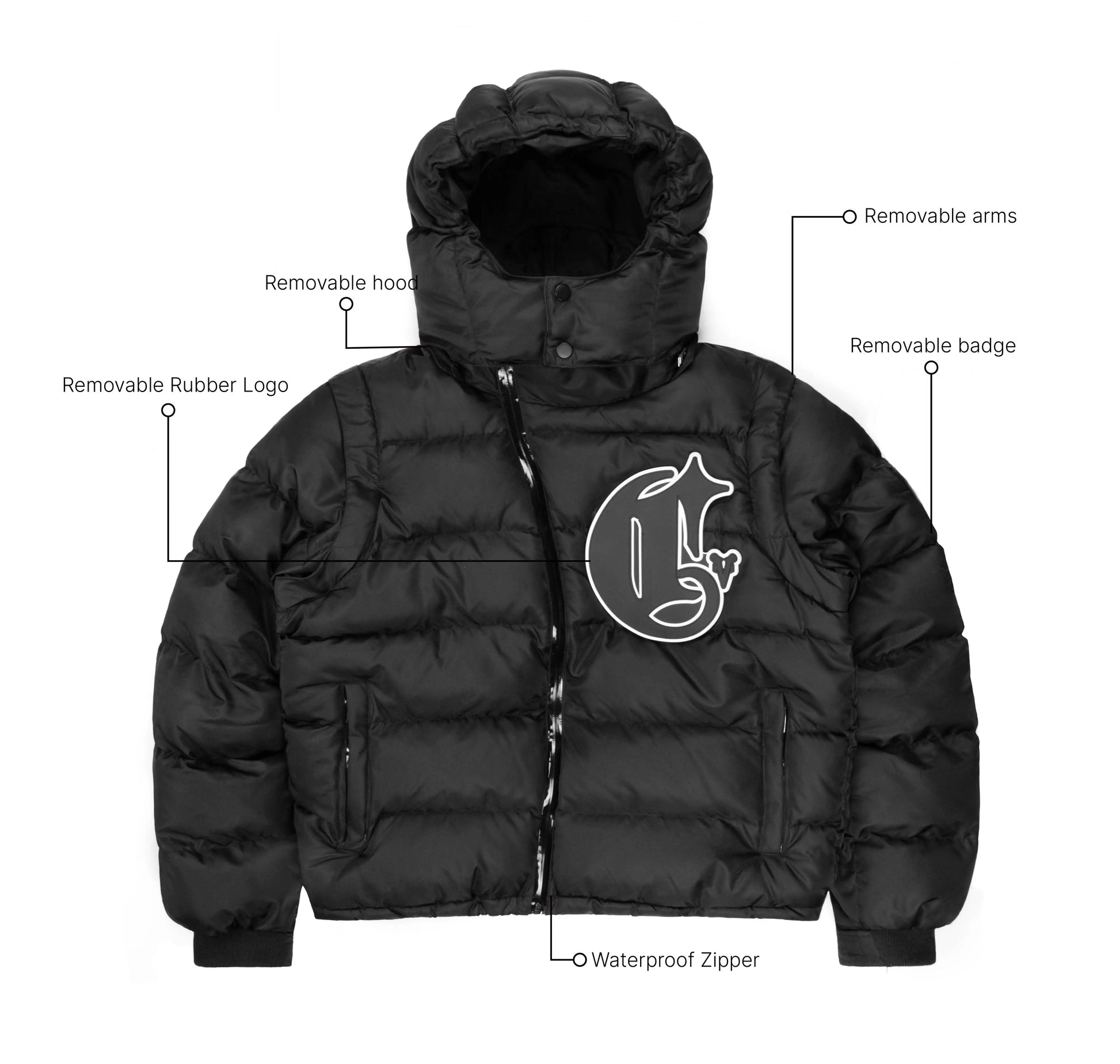 Matte Black Technical Puffer Corvidae