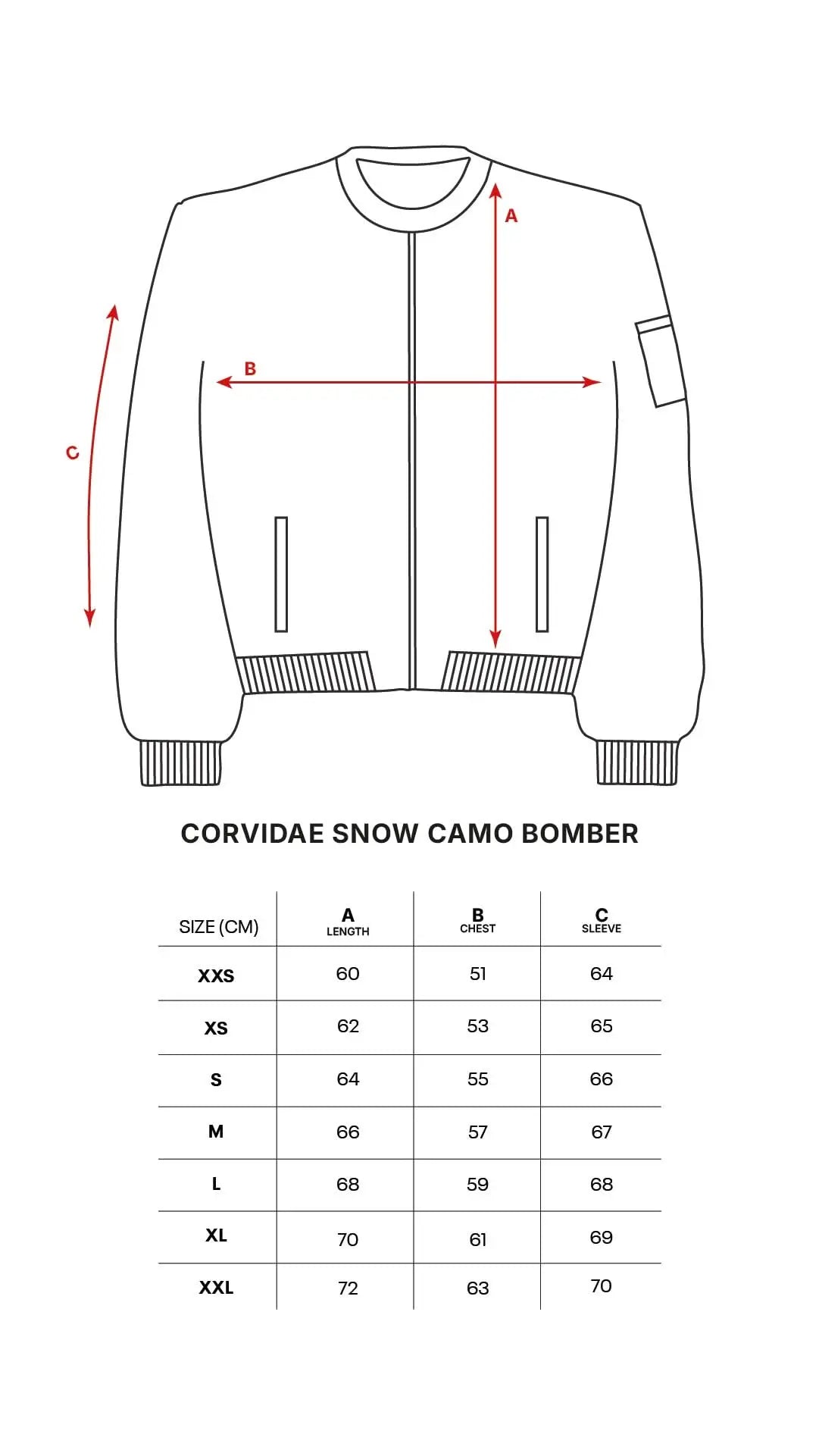Stitched Snow Camo Bomber Corvidae