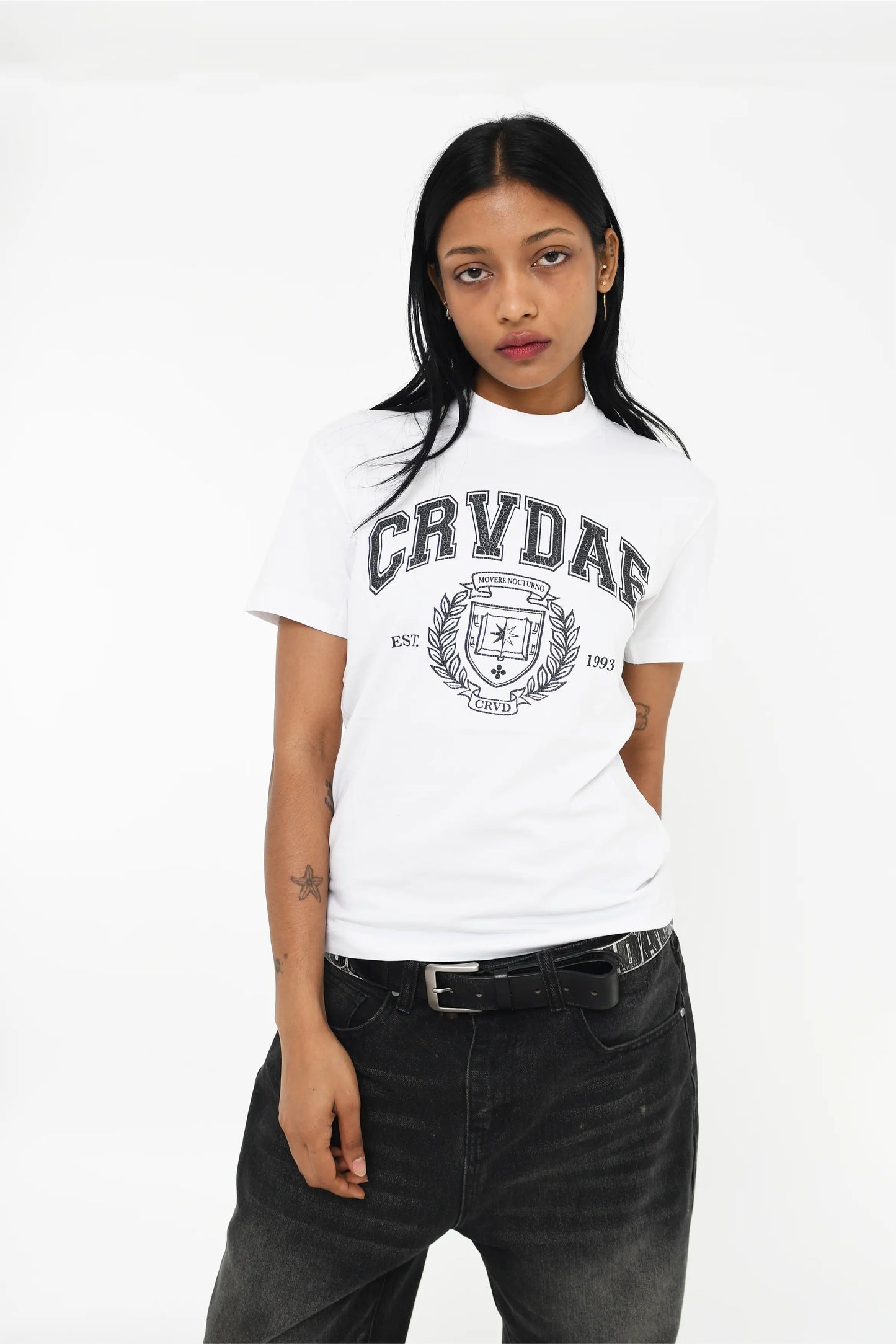 Varsity Tee (White) Corvidae