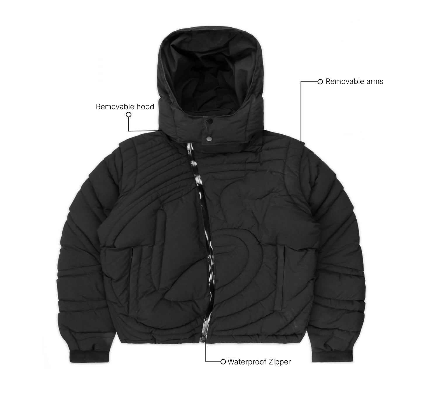 Matte Black Embossed Puffer Corvidae