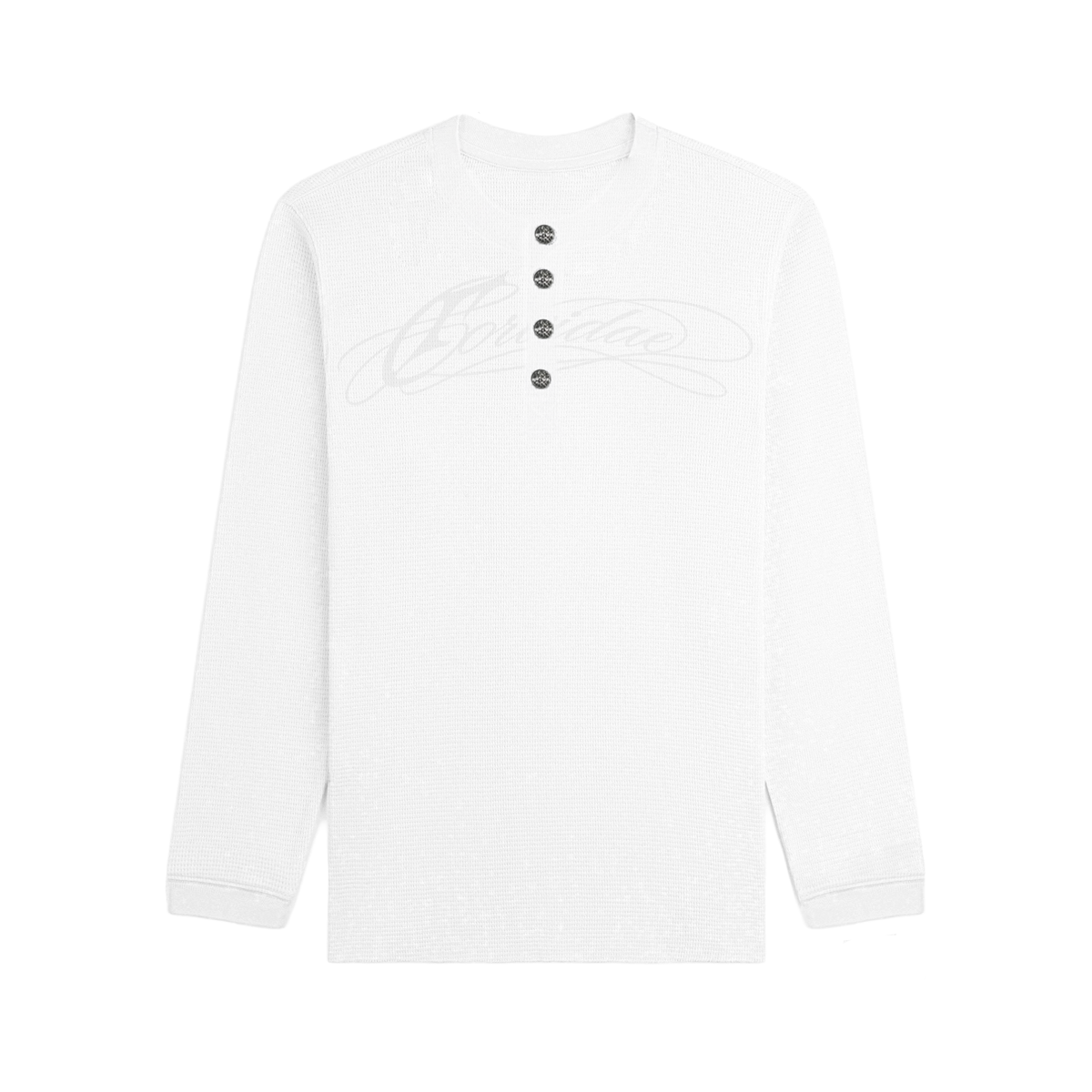 White Script Henley Waffle