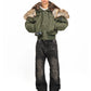 Khaki Leopard Fur Hooded Jacket