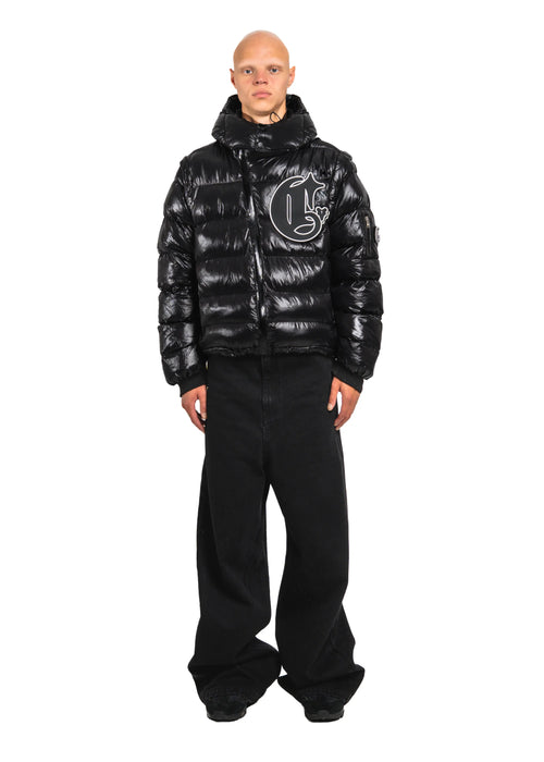 Shiny Black Technical Puffer