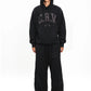 BLACK SILK TRACKSUIT HOODIE
