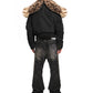 Black Leopard Fur Hooded Jacket