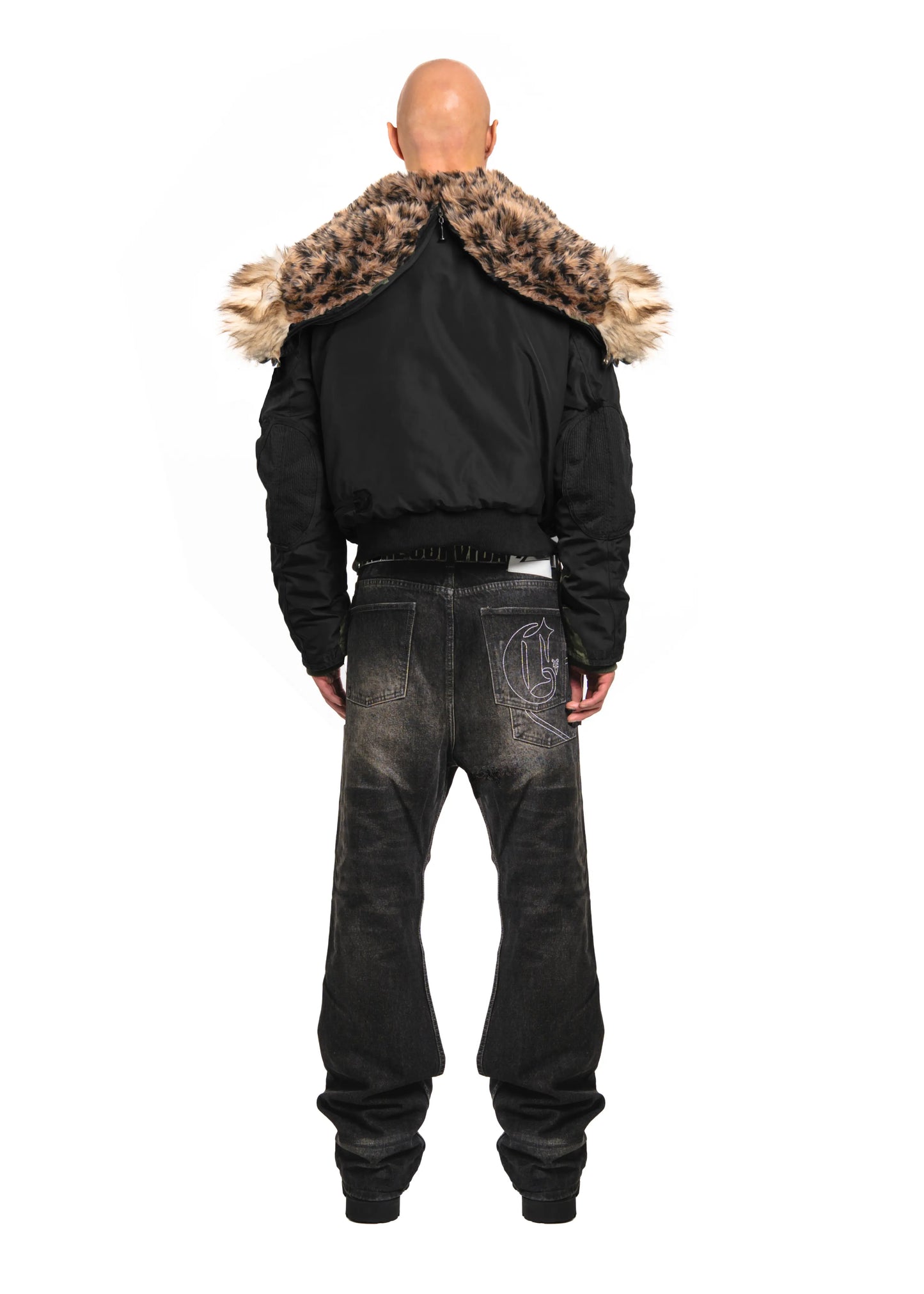 Black Leopard Fur Hooded Jacket