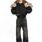 Black Leopard Fur Hooded Jacket