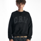 BLACK SILK TRACKSUIT CREWNECK