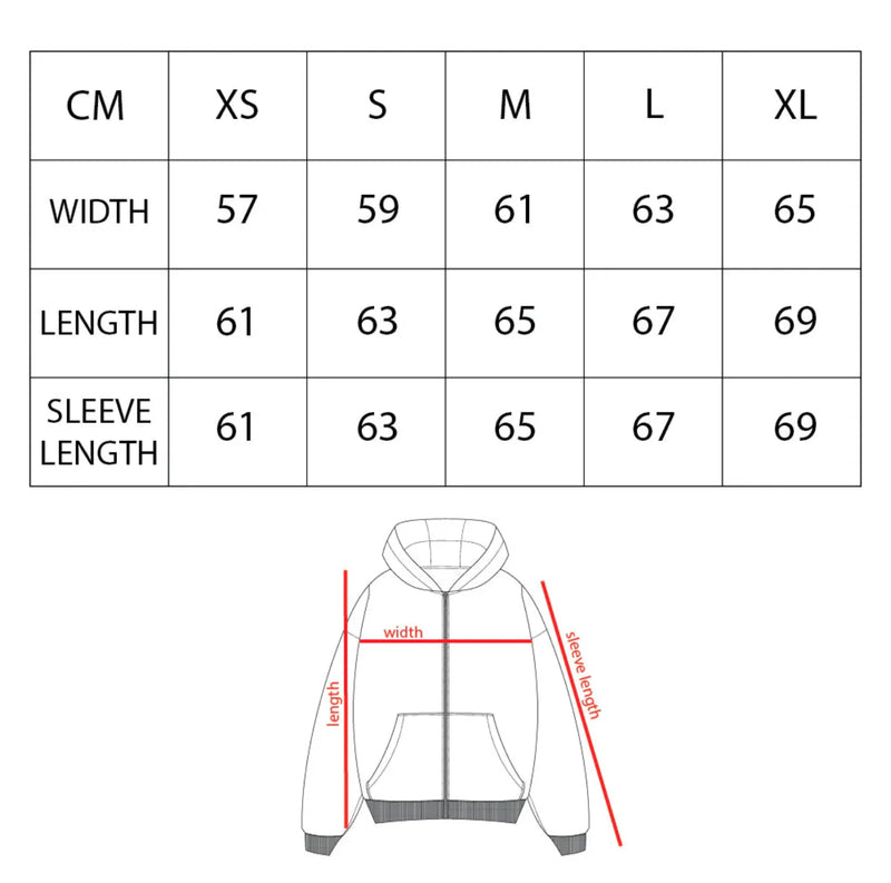 C-Logo Zip-Up Black size chart