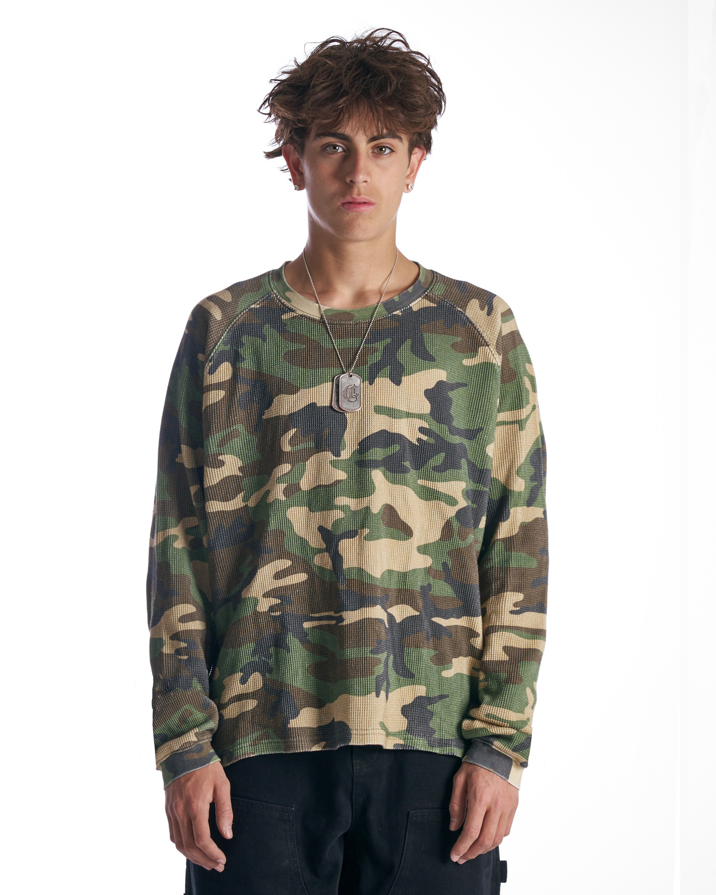 Camo Script Raglan Waffle