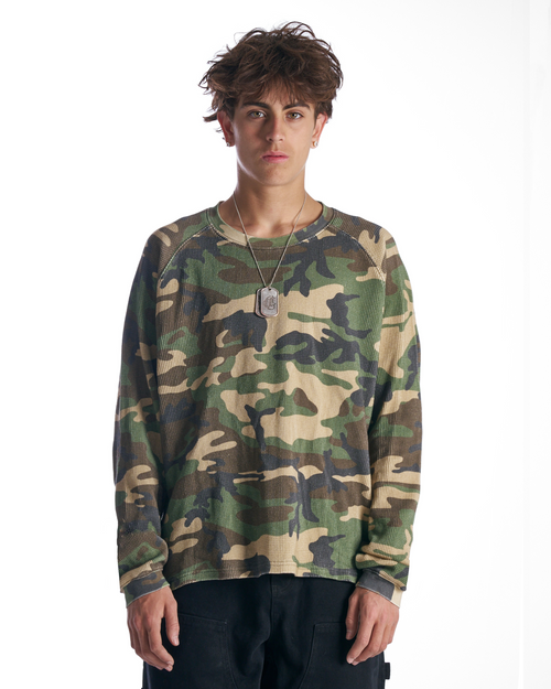 Camo Script Raglan Waffle