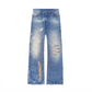 LEOPARD PRINT TONAL BLUE DENIM