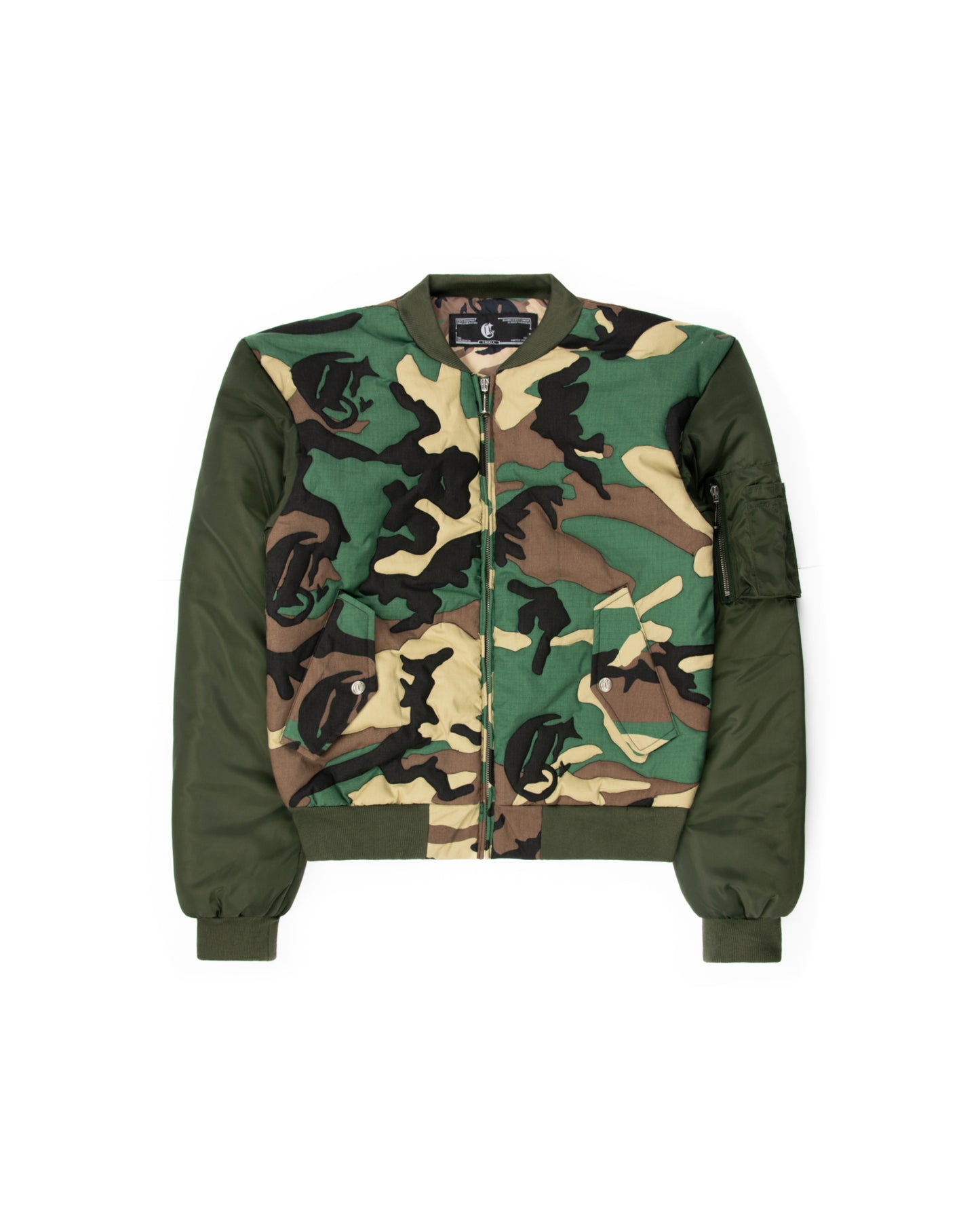 Stitched Woodland Camo Bomber