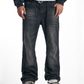 Grey vertical stripes on washed out denim