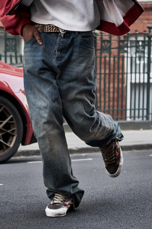 TONAL BLUE BOOTCUT JEANS