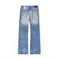 LEOPARD PRINT TONAL BLUE DENIM