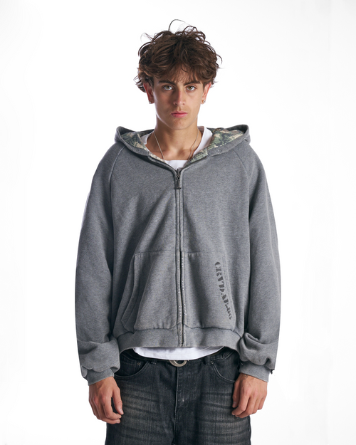 Sun Faded Script Reversible Hoodie Grey