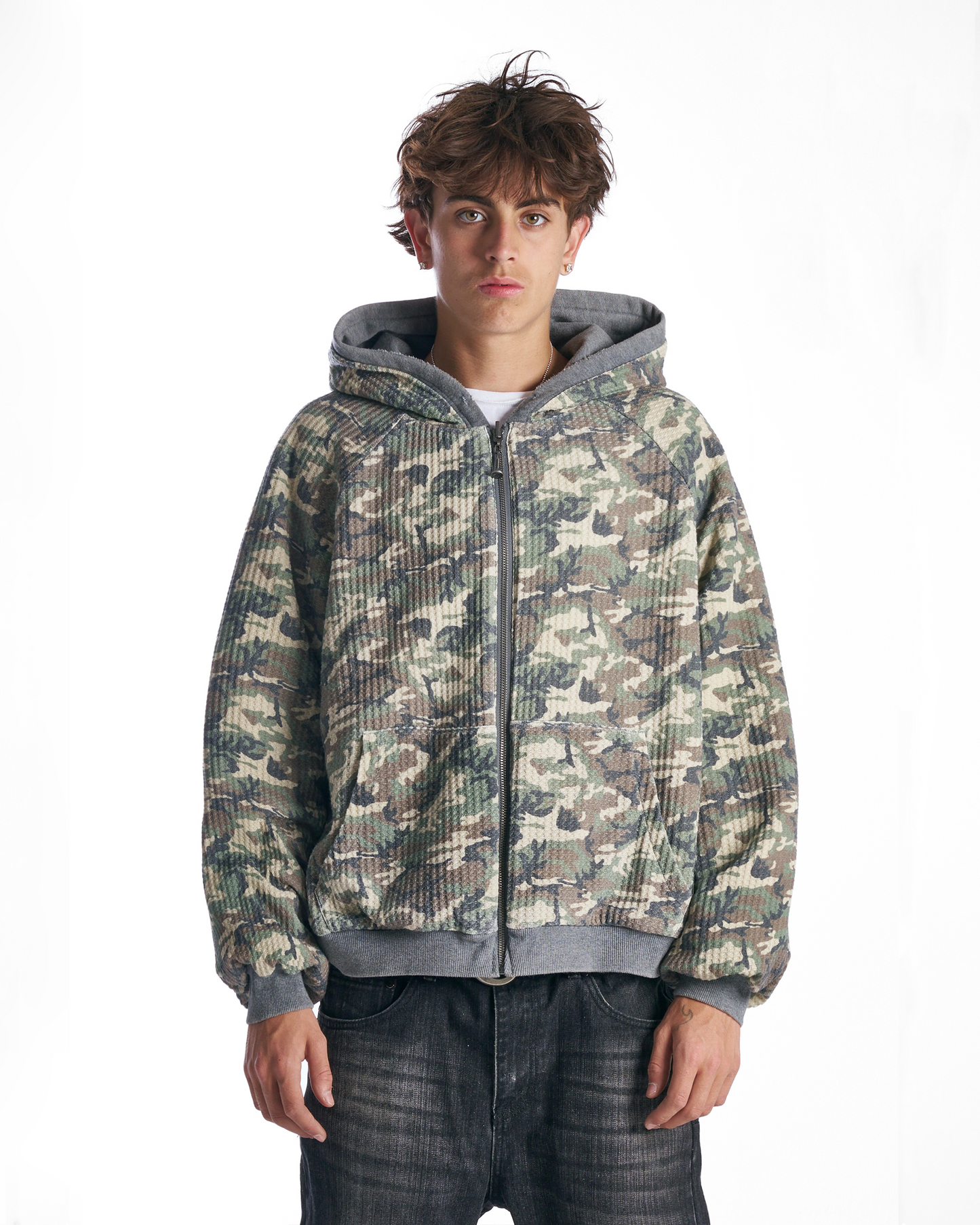 Sun Faded Script Reversible Hoodie Grey