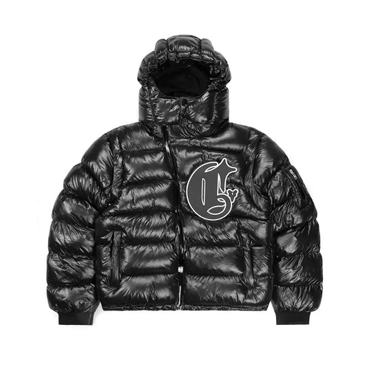 Shiny Black Technical Puffer