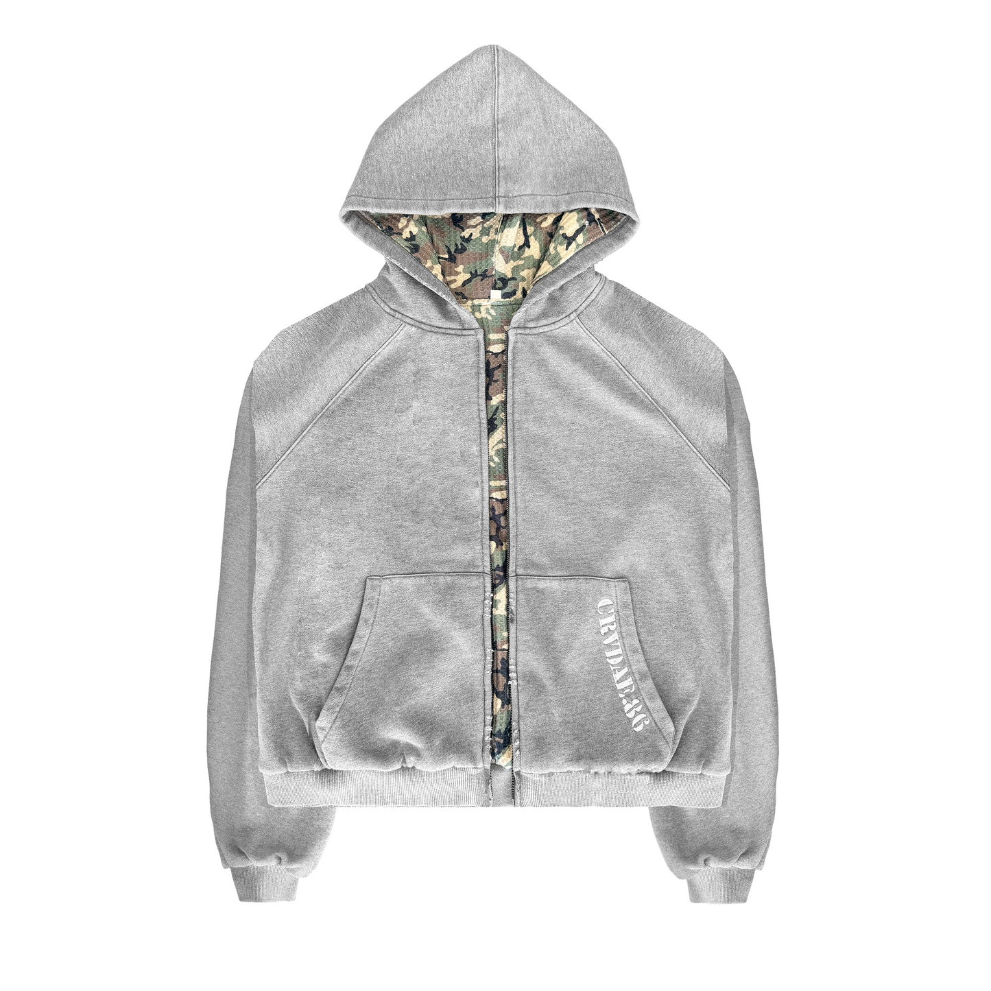Sun Faded Script Reversible Hoodie Grey