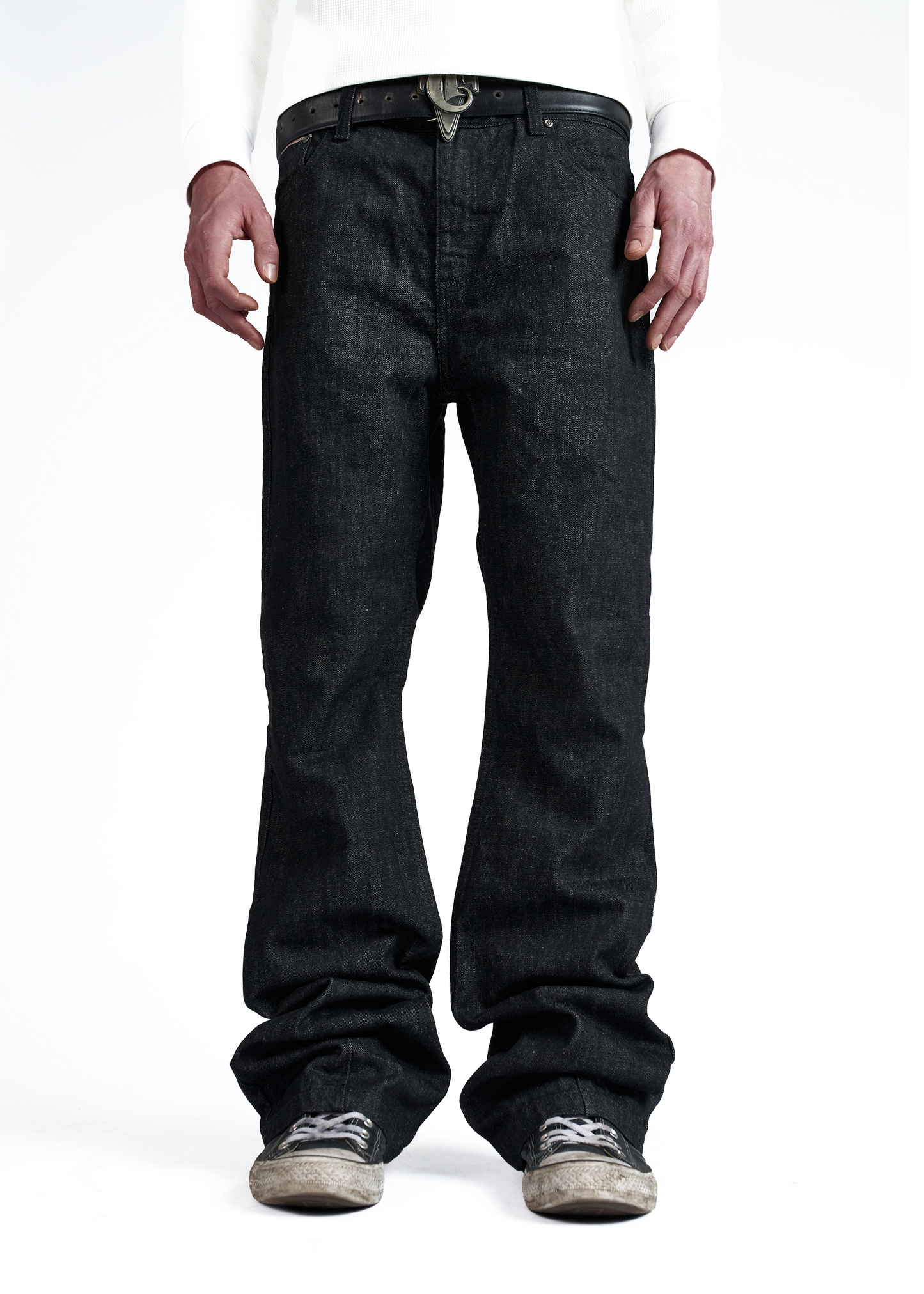 RAW DENIM STRAIGHT LEG JEANS