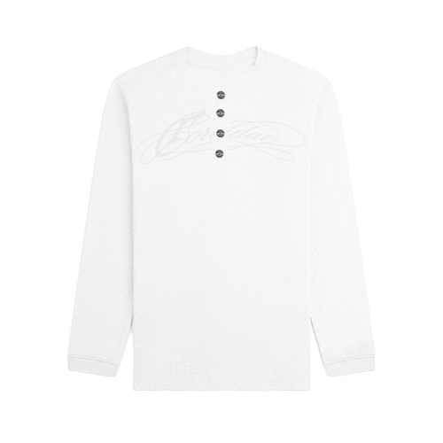 White Script Henley Waffle