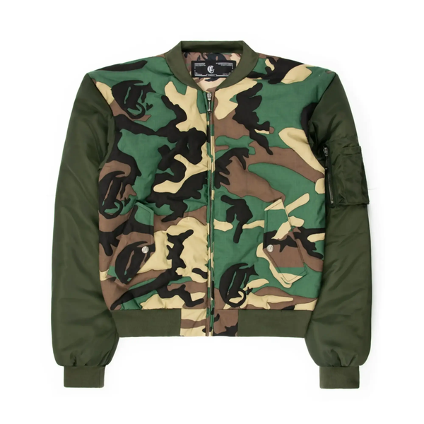 ジャケット・アウター CORVIDAE / STITCHED WOODLAND CAMO BOMBER Stitched Woodland Camo Bomber - Corvidae